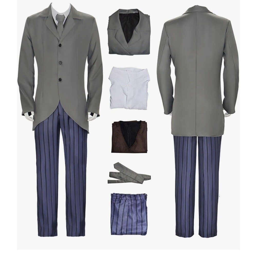 Costume Outfit Uniform Grey Tailcoat Blazer Suit Full Set - Adult Small